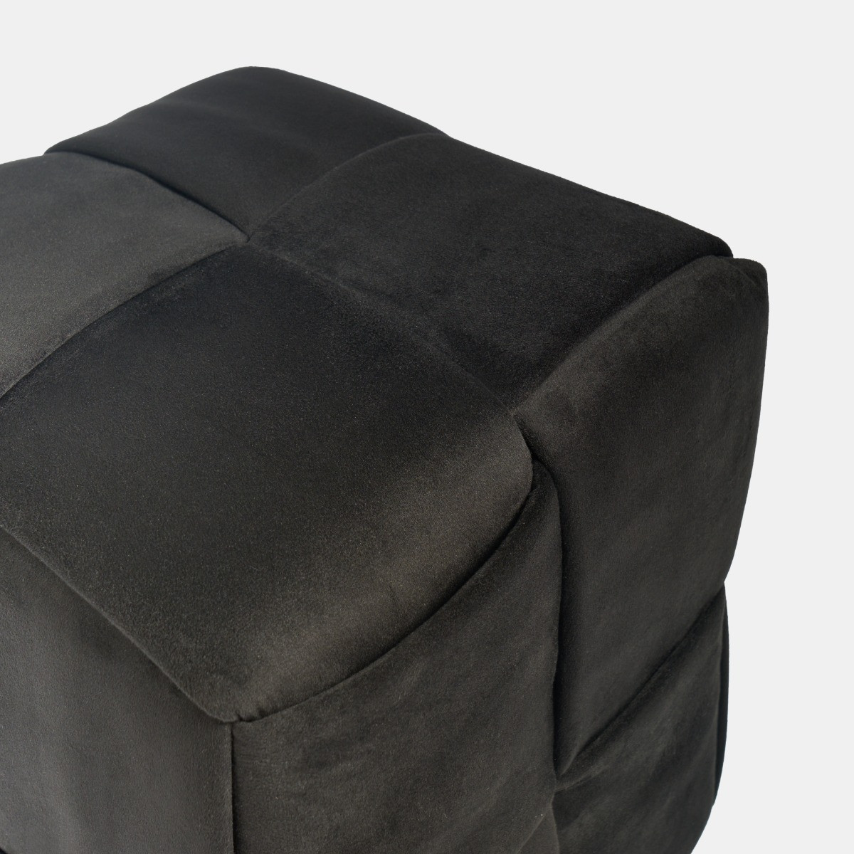 OHS Matte Velvet Footstool - Black>