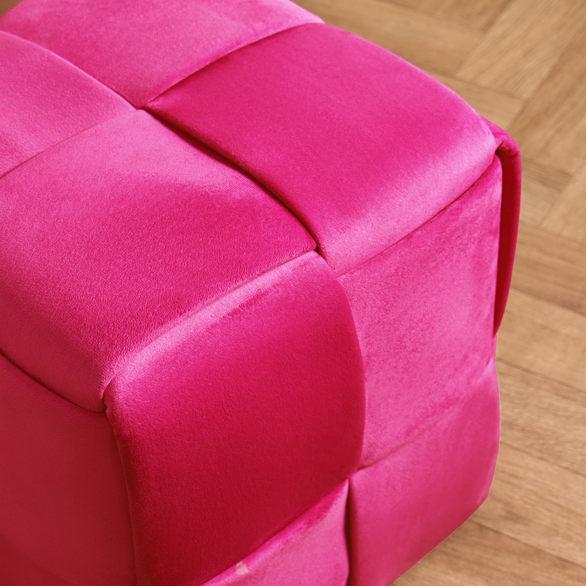 OHS Matte Velvet Footstool - Hot Pink>