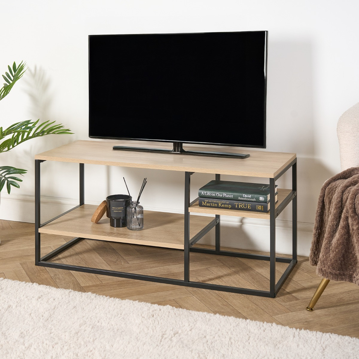 OHS Tiered TV Unit - Natural Wood>