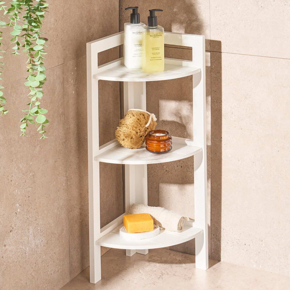 OHS 3-Tier Corner Shelving Unit - White>