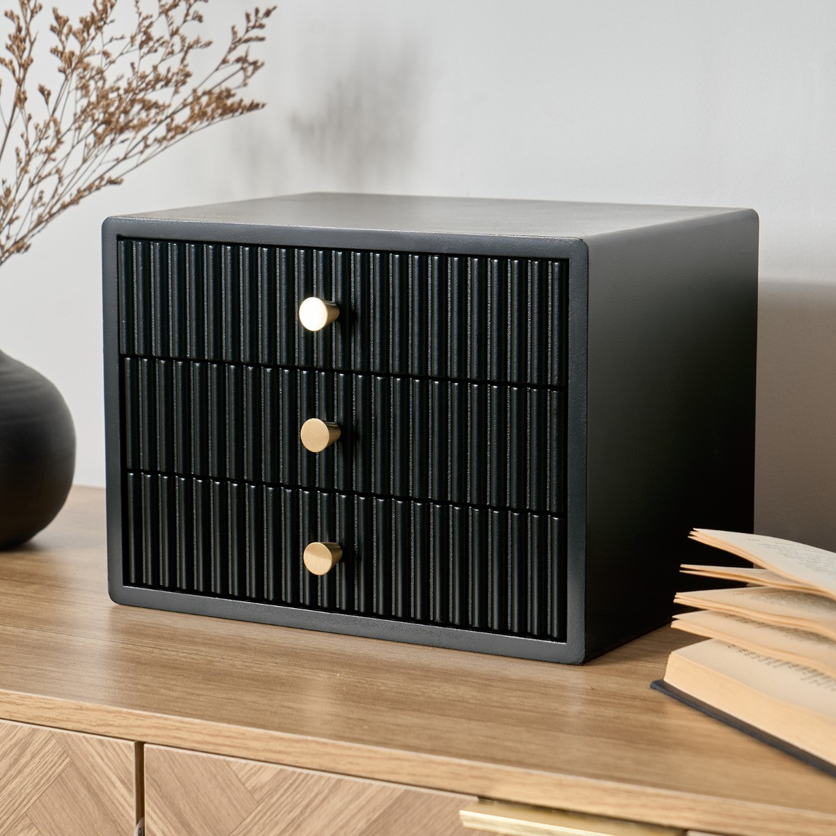 OHS Small Ribbed Desk Drawers - Black>