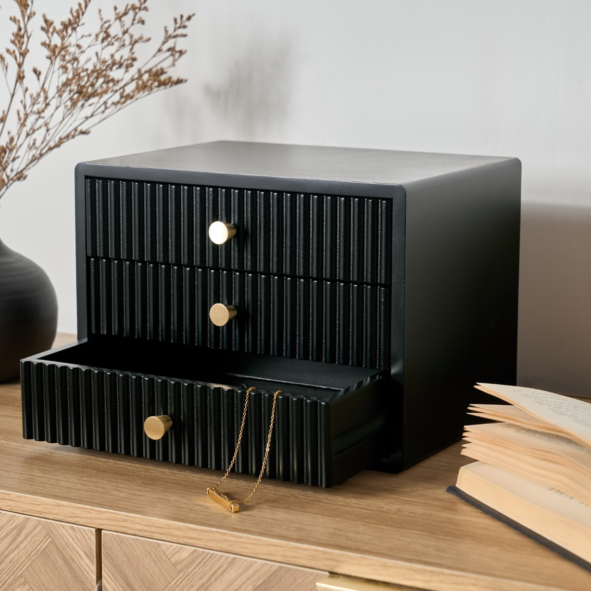 OHS Small Ribbed Desk Drawers - Black>
