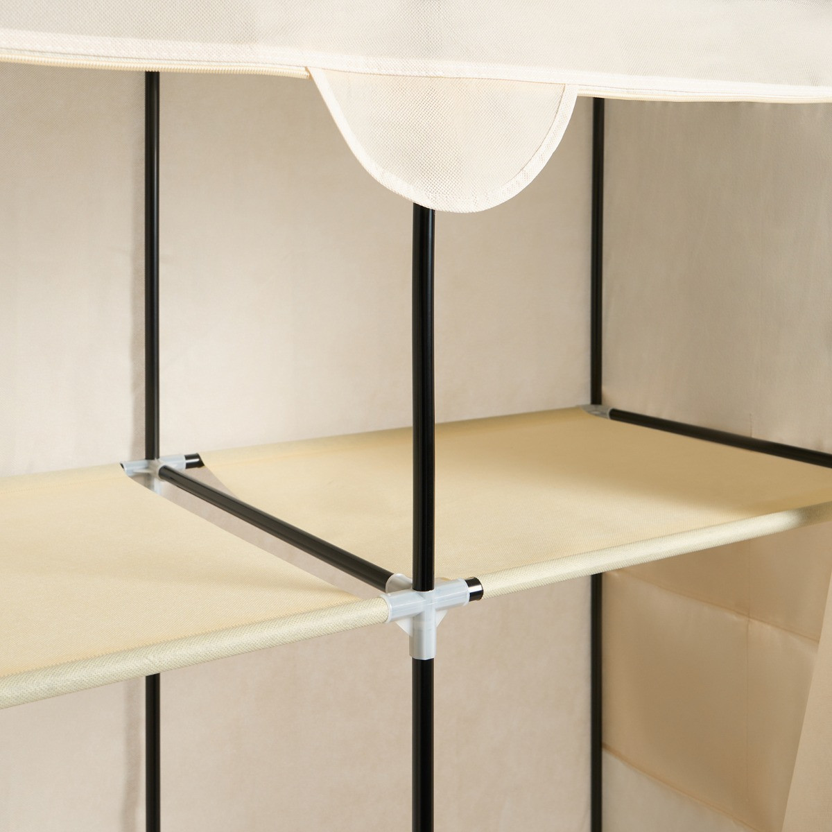 OHS Boston Zip Closure Fabric Double Wardrobe - Beige>