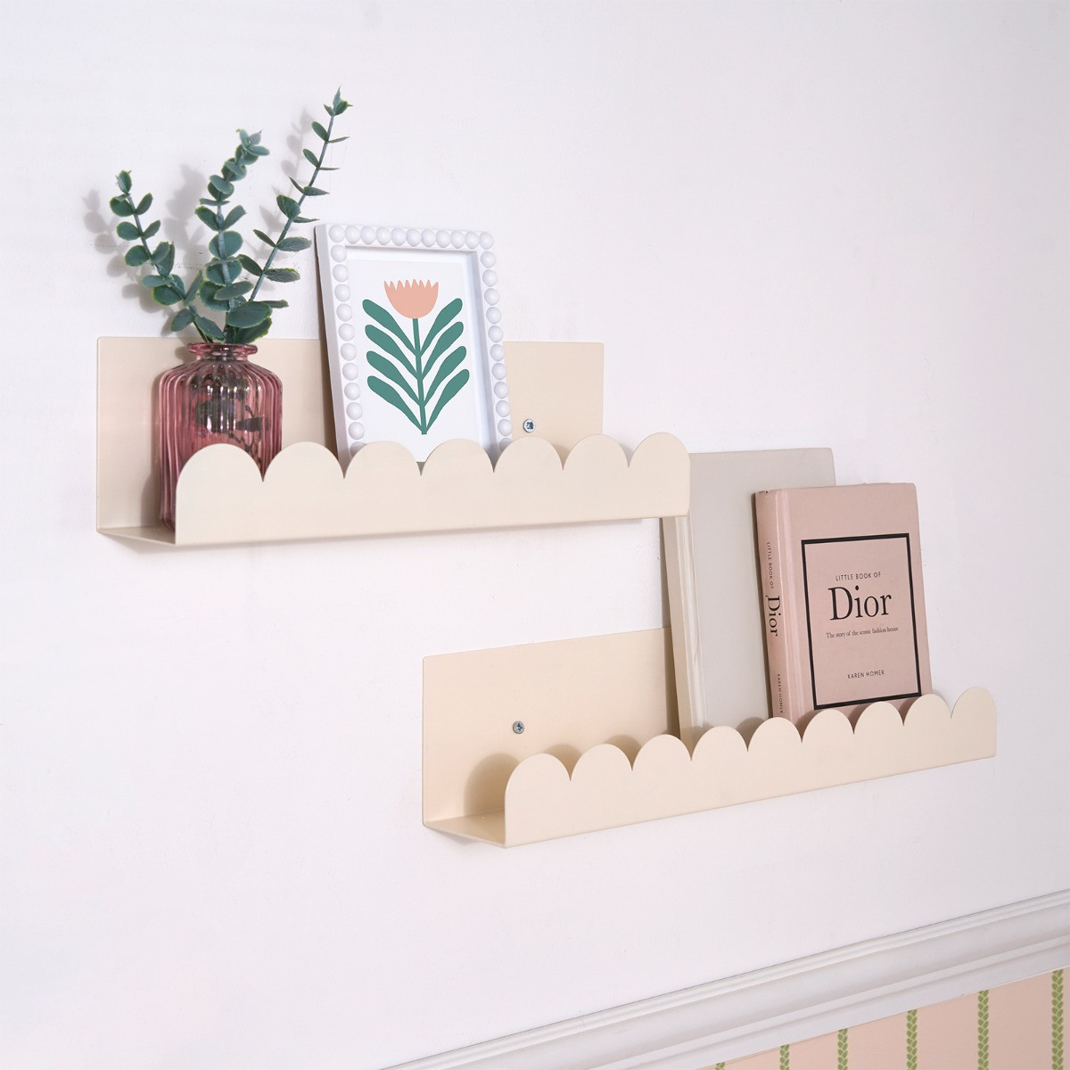 OHS Set of 2 Scallop Shelves - Cream>
