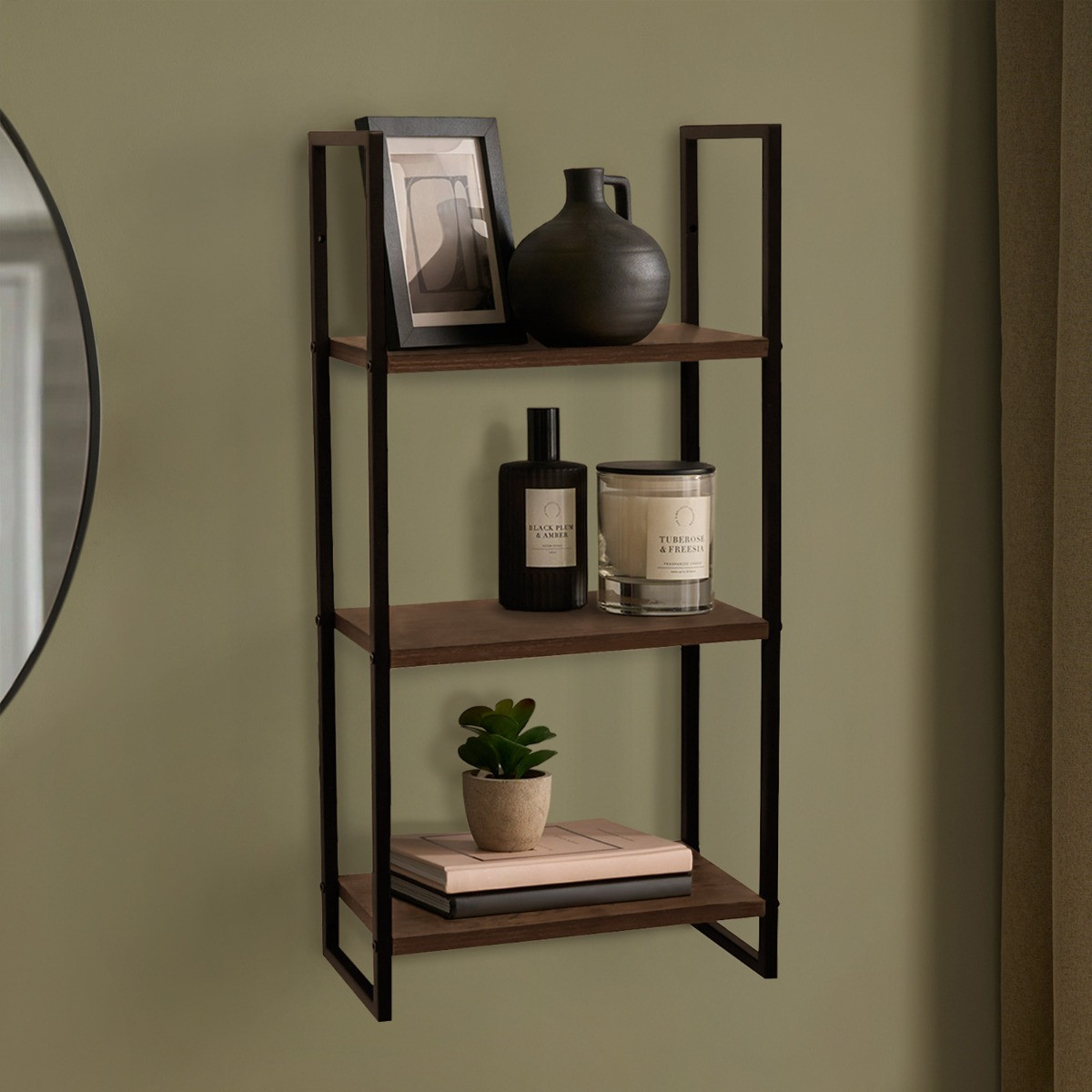 OHS 3-Tier Mounted Wall Shelves Set - Natural Wood>