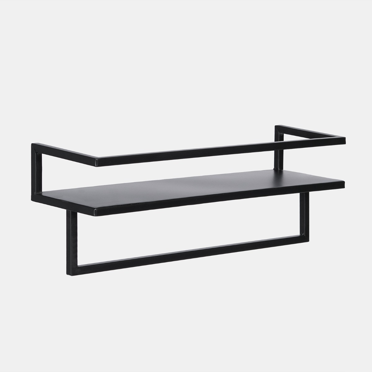 OHS Mounted Towel Rail With Shelf  - Black>