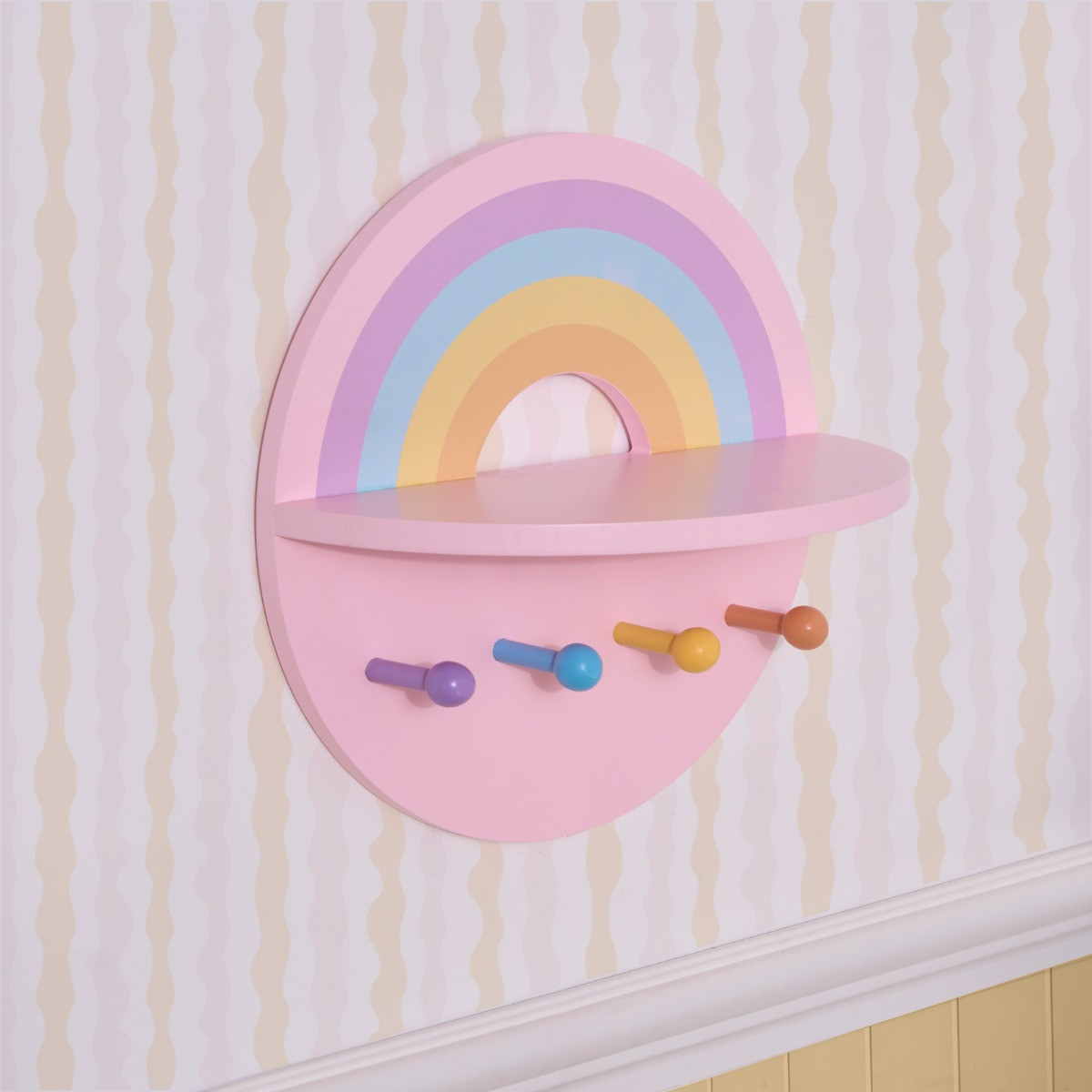 OHS Rainbow Shelf with Hooks - Multi>