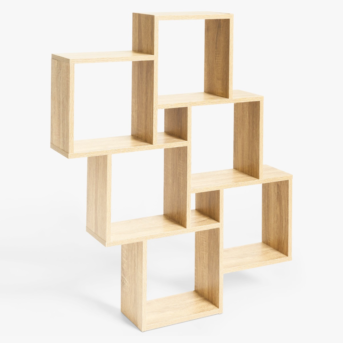 OHS 6-Tier Mounted Cube Shelving Unit - Natural Wood>