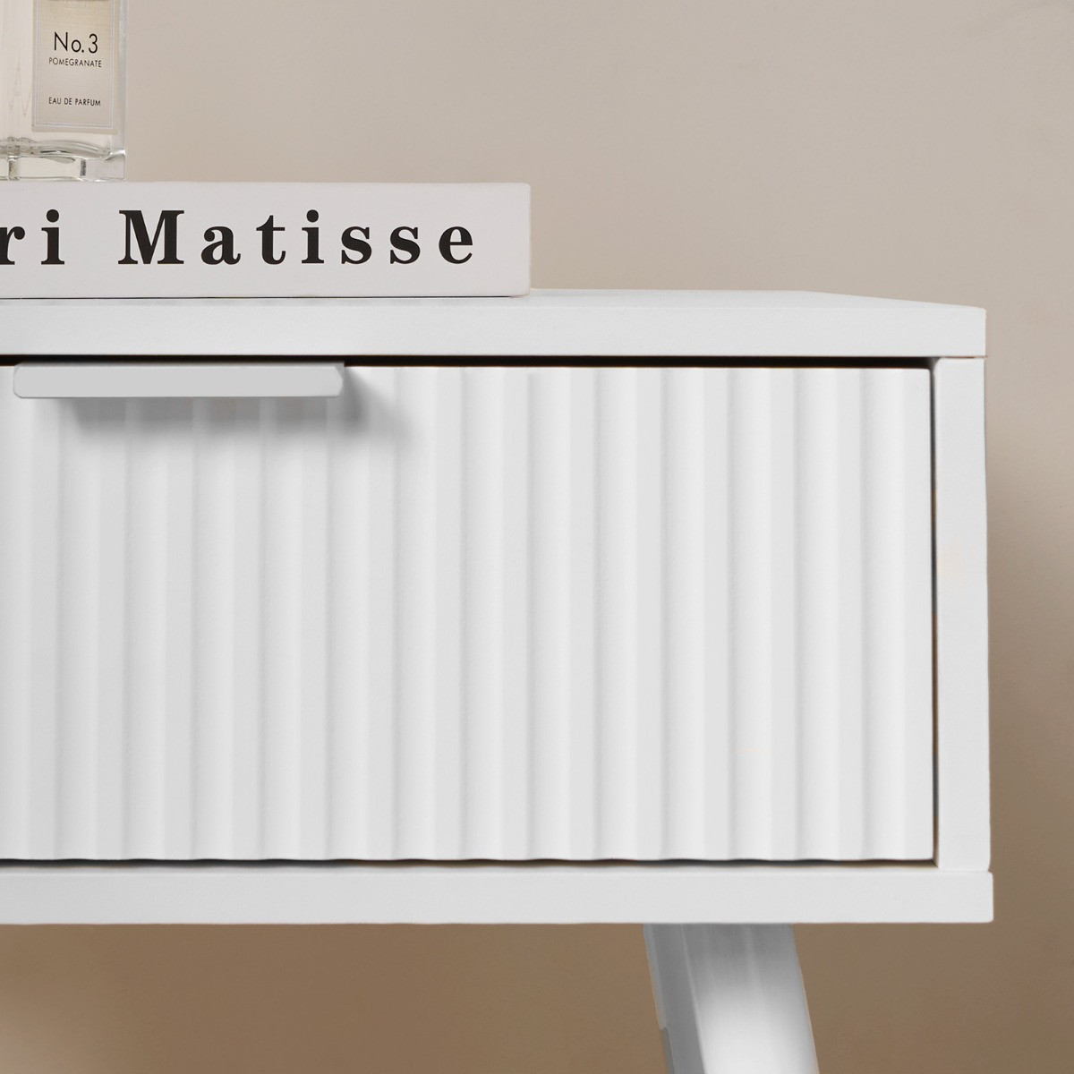 OHS Venice Ribbed Bedside Table - White>