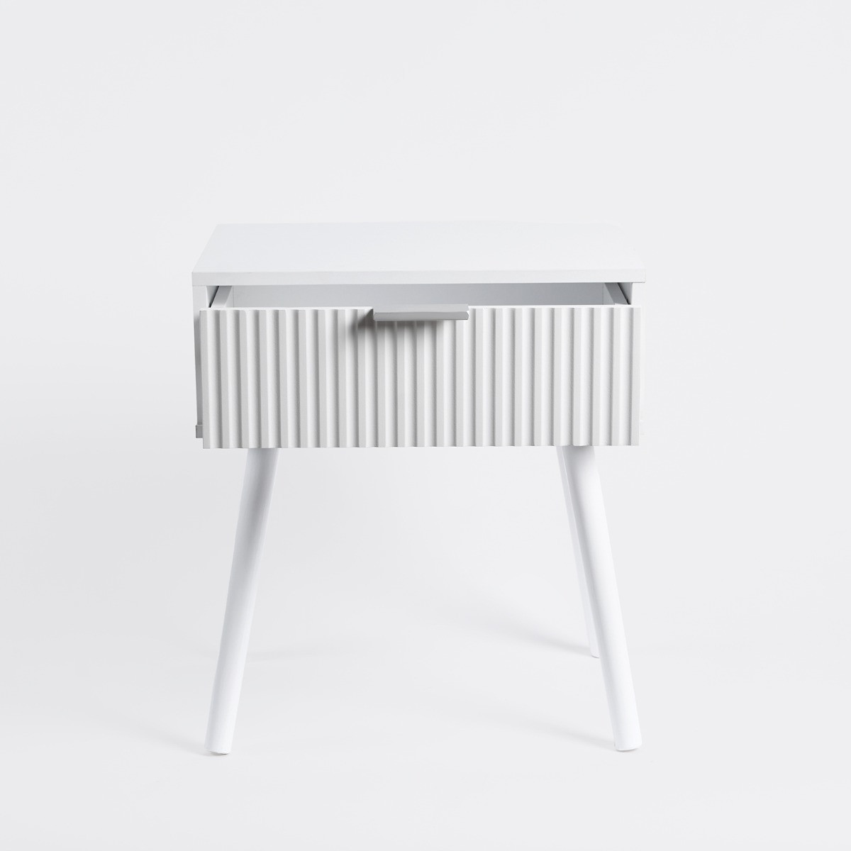 OHS Venice Ribbed Bedside Table - White>