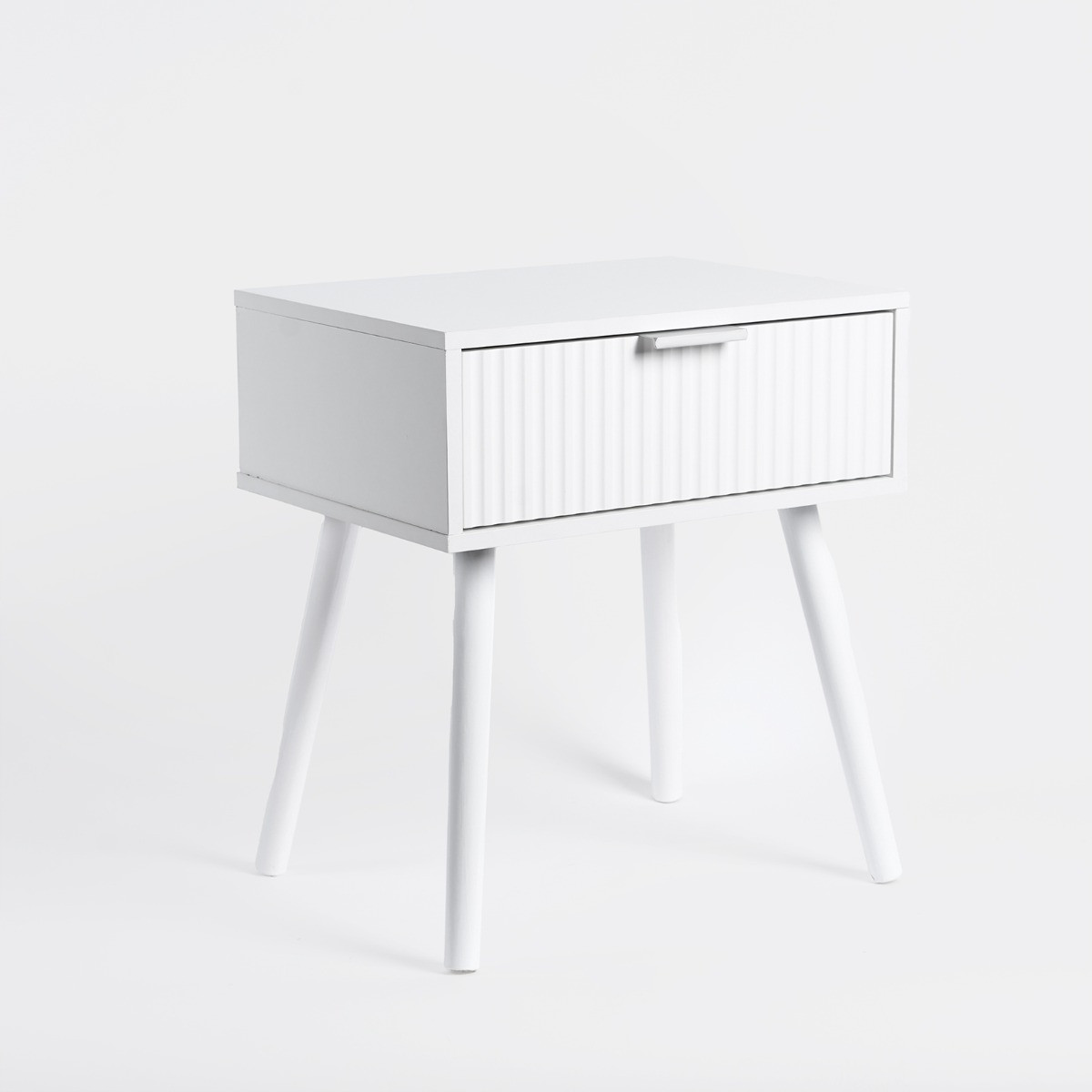 OHS Venice Ribbed Bedside Table - White>