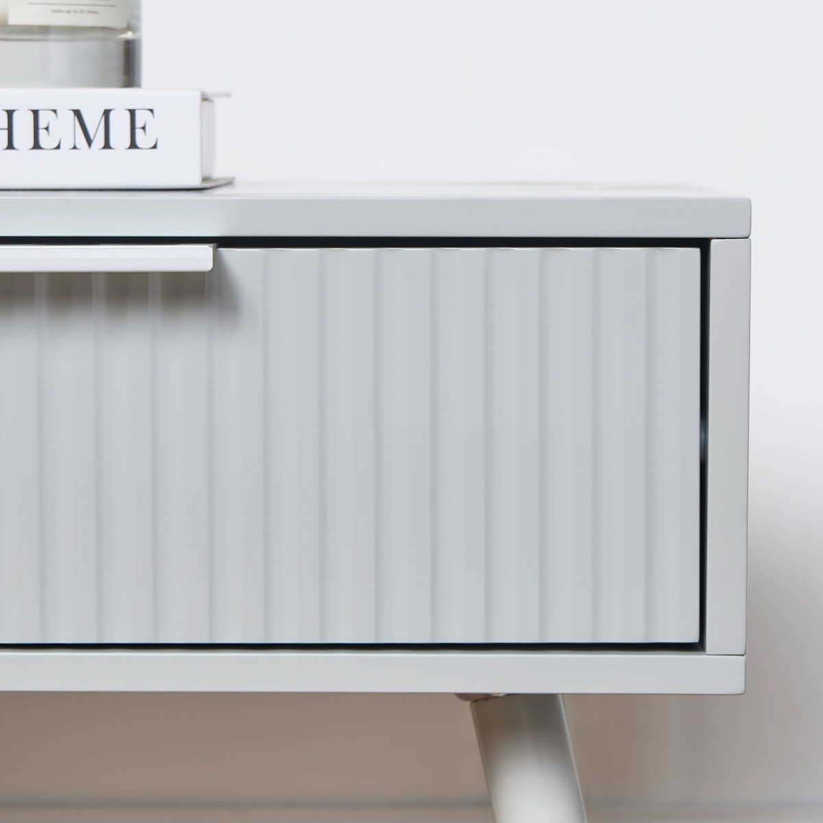 OHS Venice Ribbed Bedside Table - Grey>