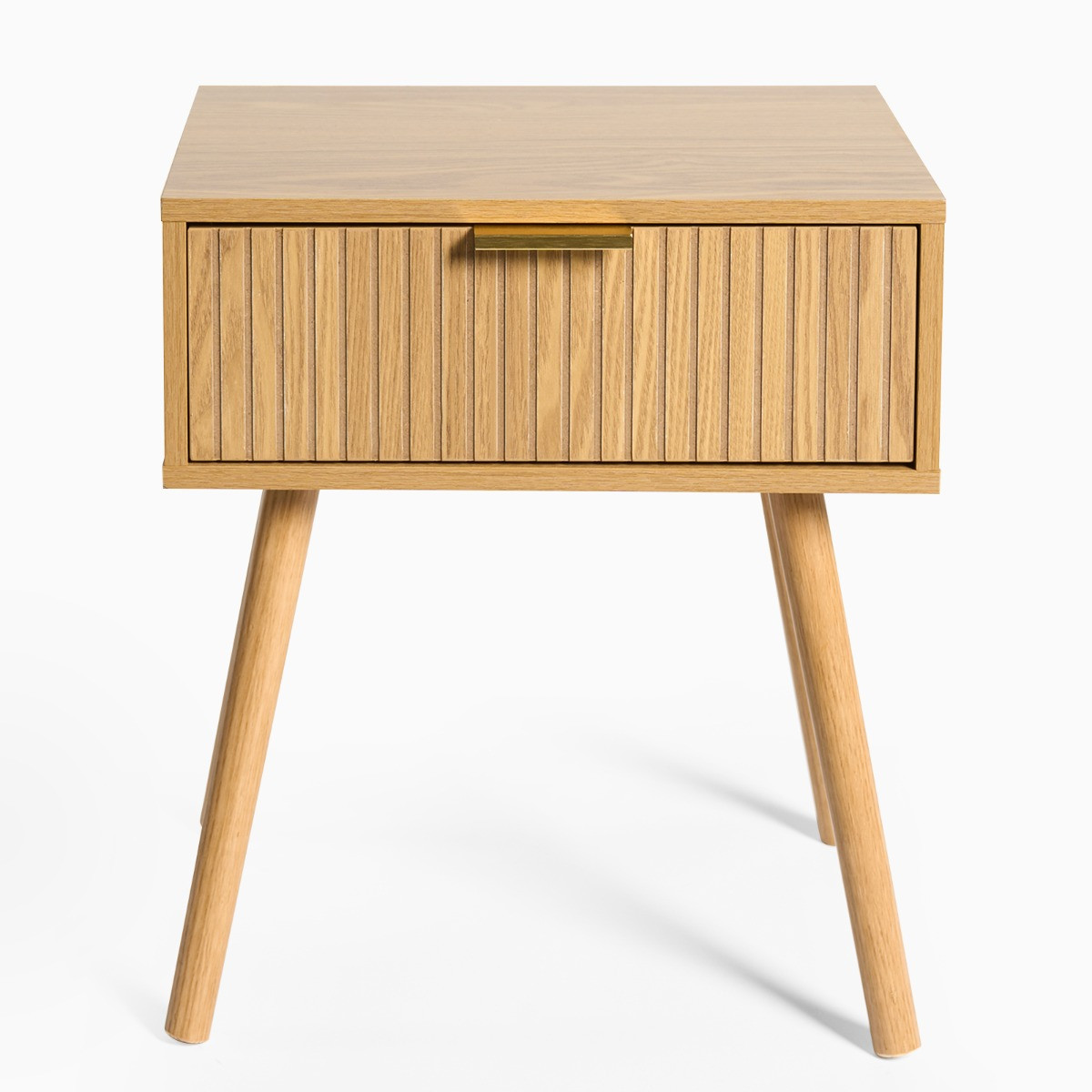 OHS Venice Ribbed Bedside Table - Natural Wood>