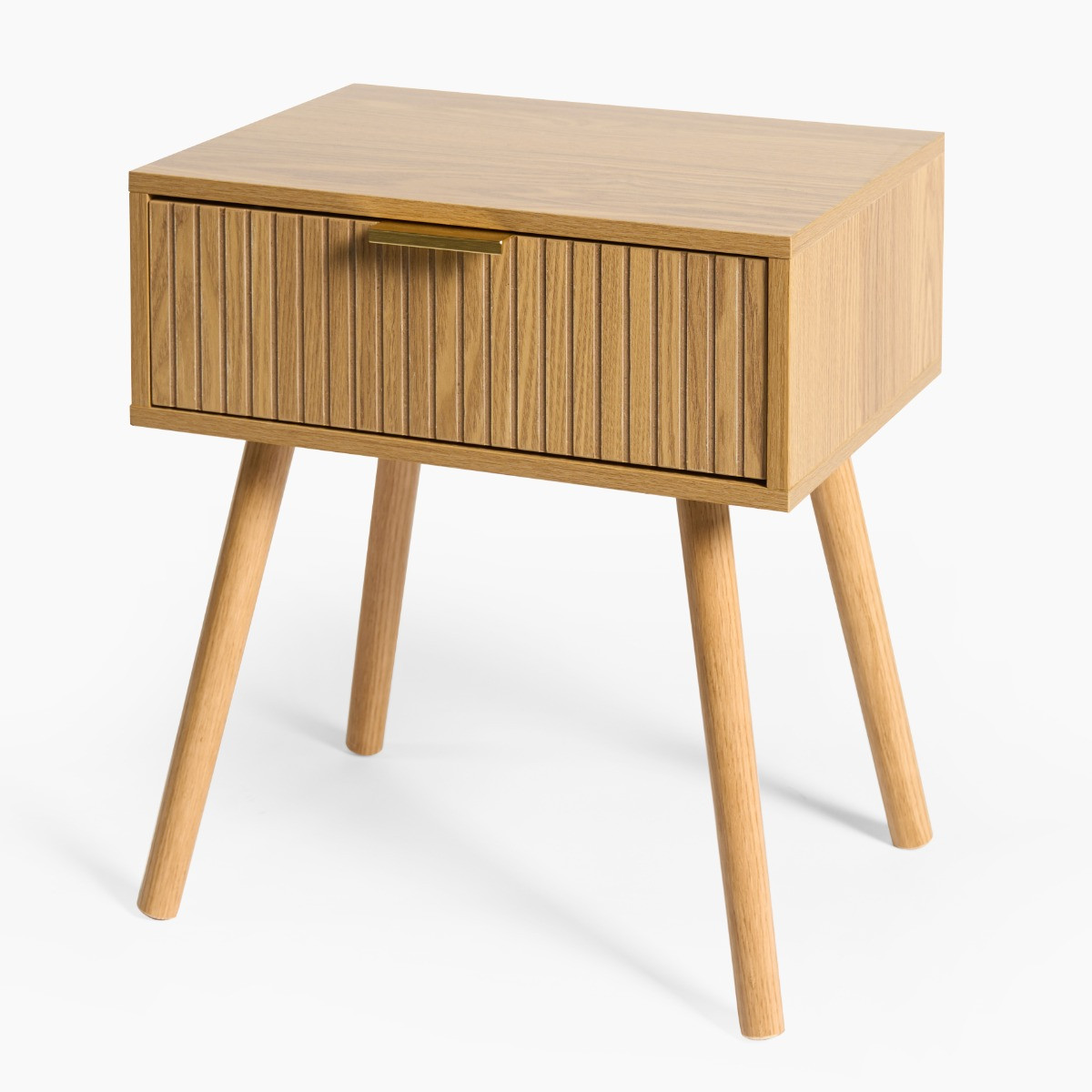 OHS Venice Ribbed Bedside Table - Natural Wood>