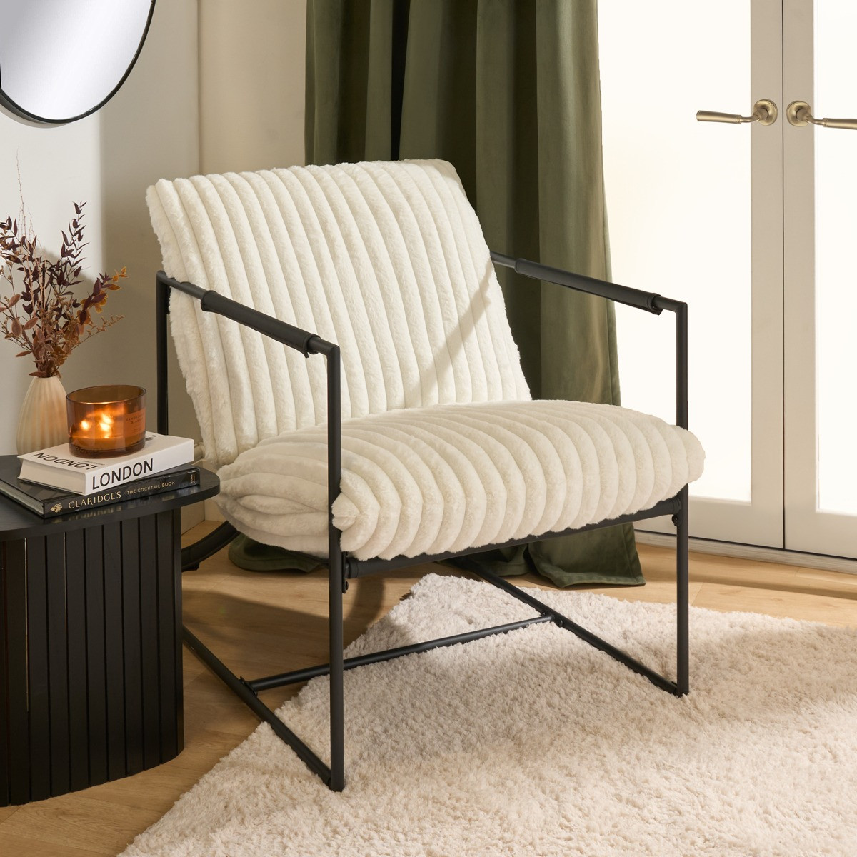 OHS Ribbed Accent Chair - Cream>