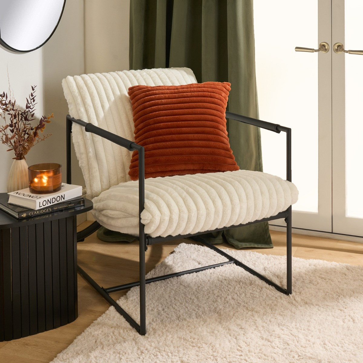 OHS Ribbed Accent Chair - Cream>