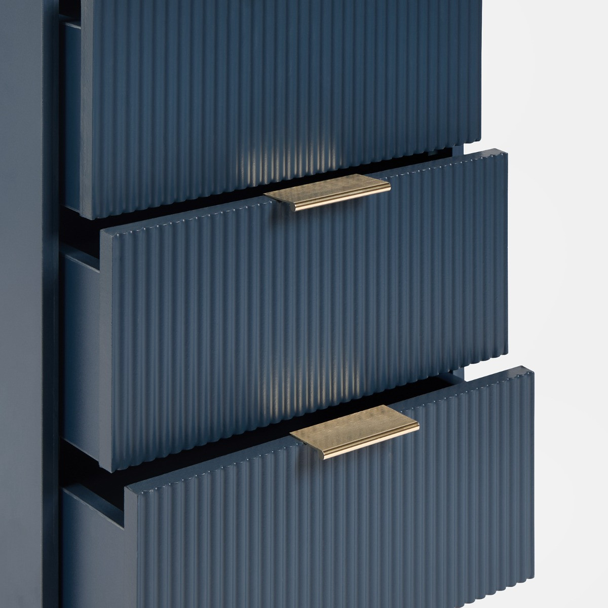 OHS Ribbed 3-Drawer Bedside Table - Navy>
