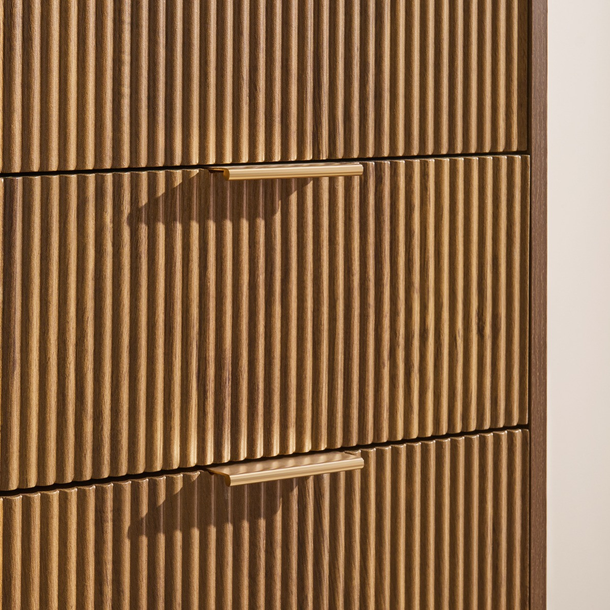 OHS Ribbed 4-Drawer Unit - Dark Wood>