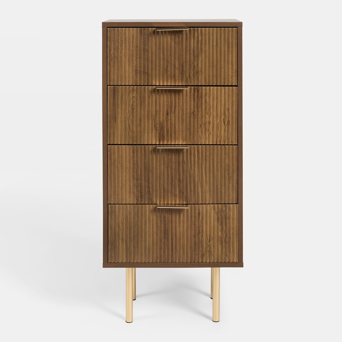 OHS Ribbed 4-Drawer Unit - Dark Wood>