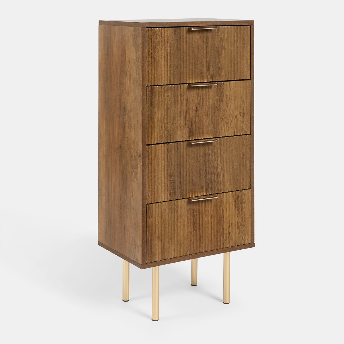 OHS Ribbed 4-Drawer Unit - Dark Wood>
