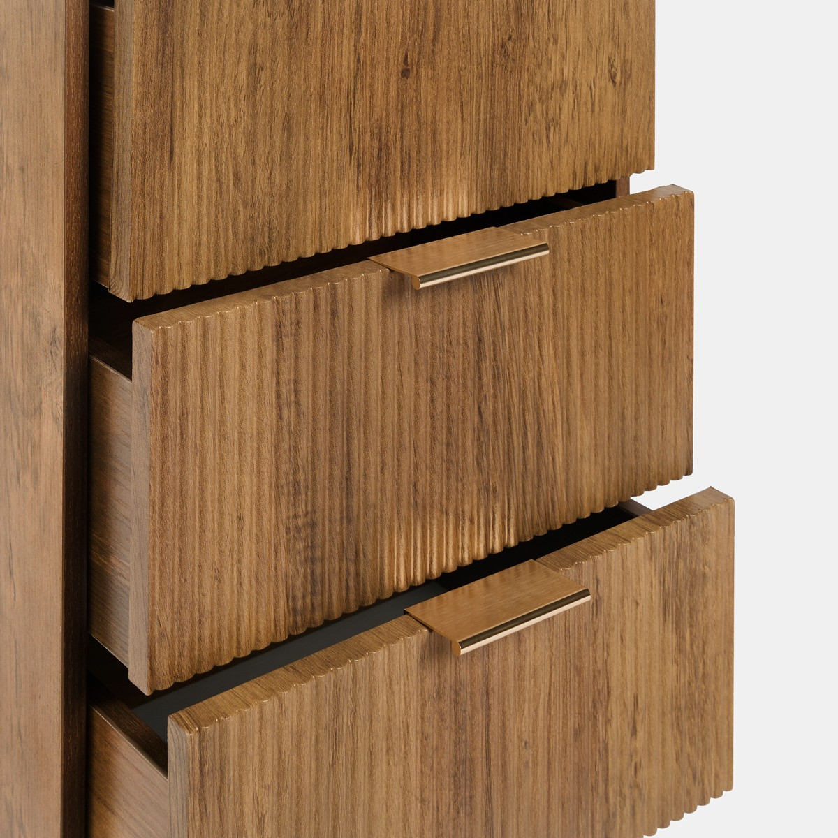 OHS Ribbed 4-Drawer Unit - Dark Wood>