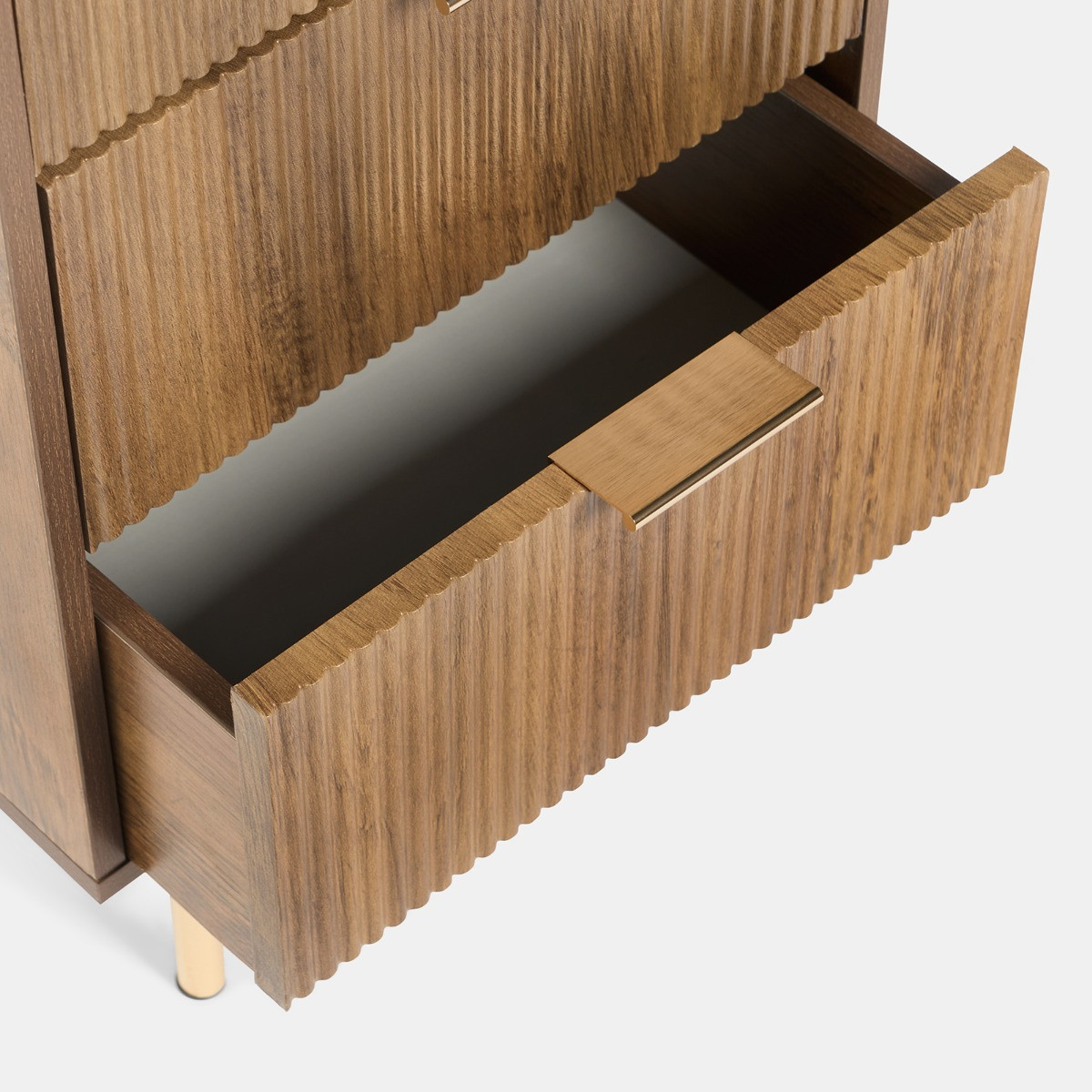 OHS Ribbed 4-Drawer Unit - Dark Wood>