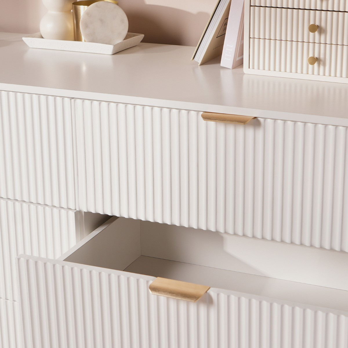 OHS Ribbed 6-Drawer Unit - White>