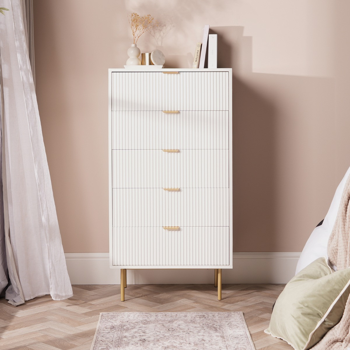 OHS Ribbed 5-Drawer Unit - White>