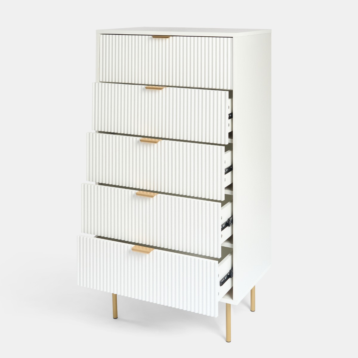 OHS Ribbed 5-Drawer Unit - White>
