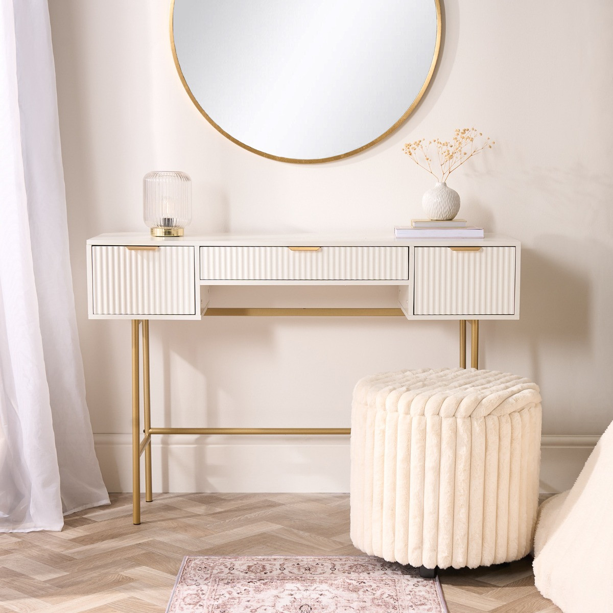 OHS Ribbed Dressing Table - White>