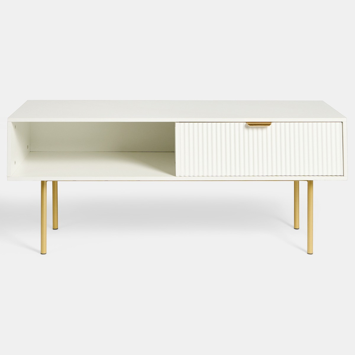 OHS Ribbed Coffee Table With Drawer -  White>