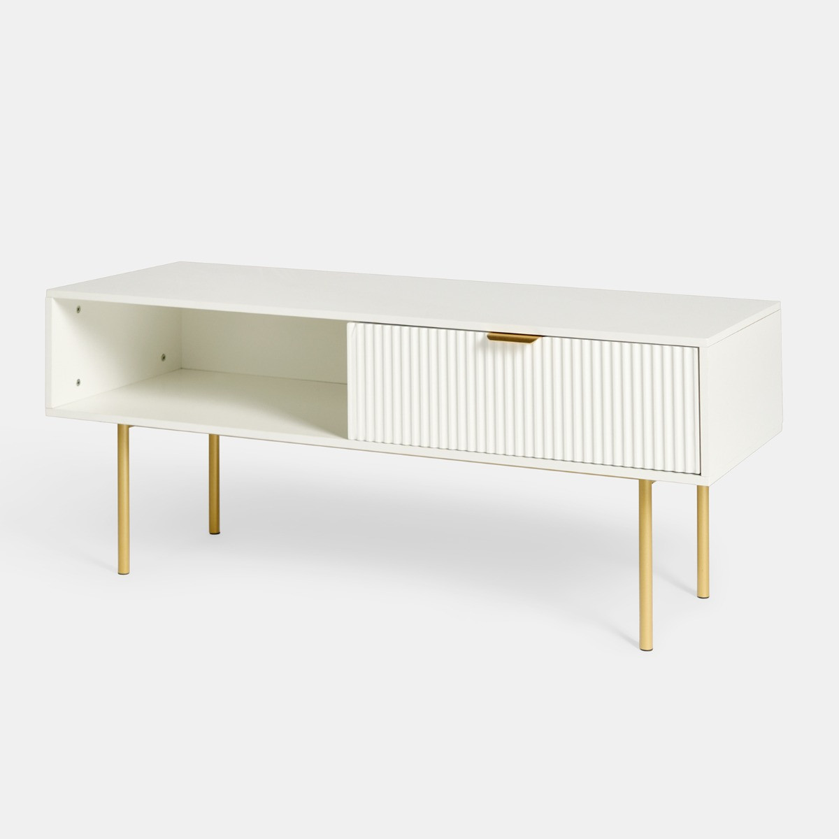 OHS Ribbed Coffee Table With Drawer -  White>