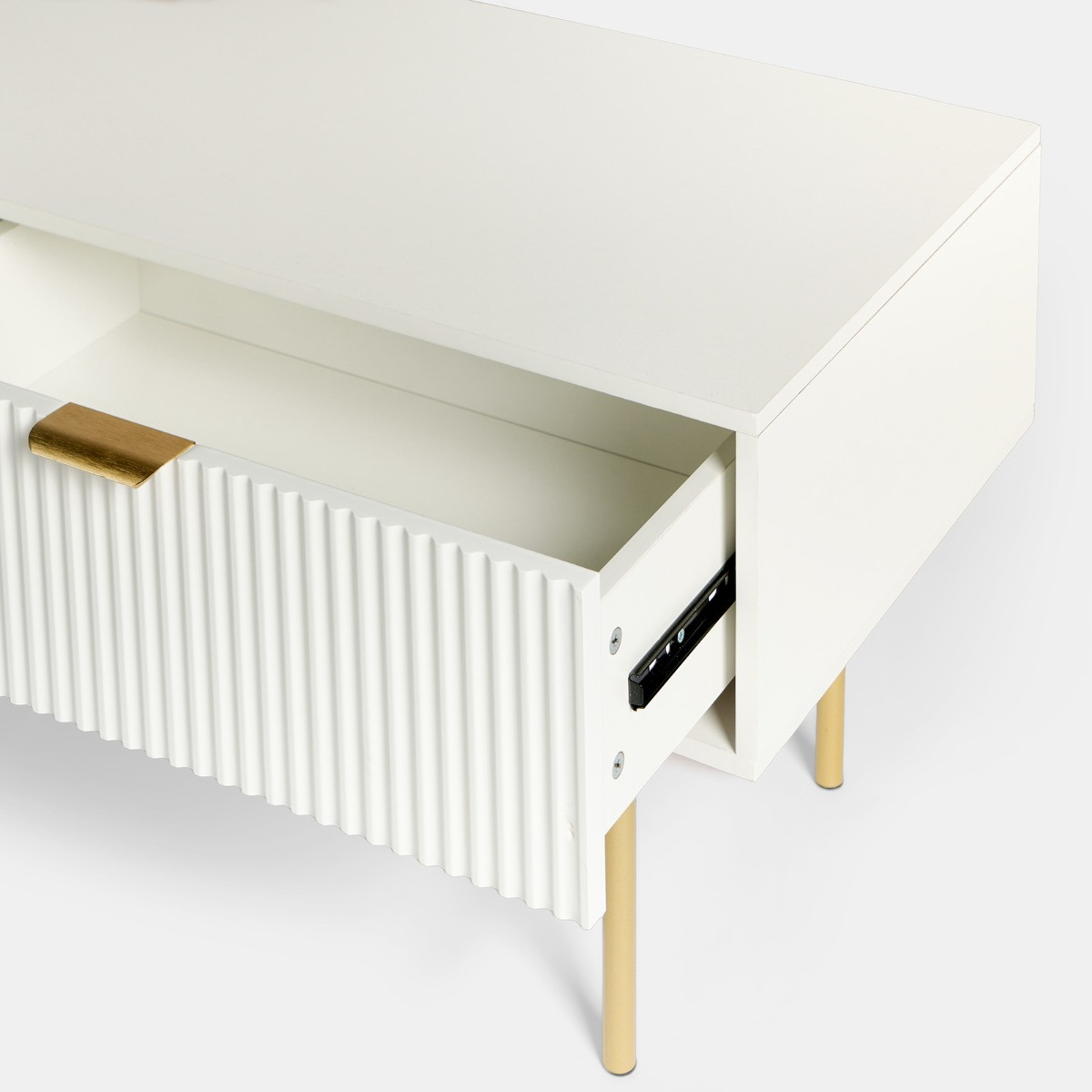 OHS Ribbed Coffee Table With Drawer -  White>