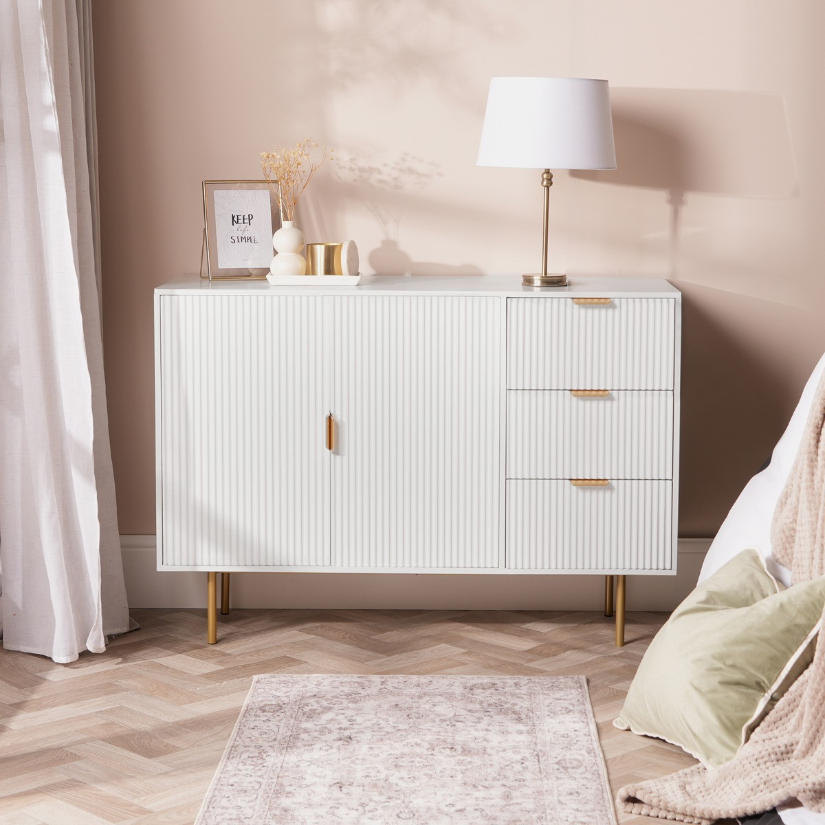 OHS Ribbed Sideboard - White>