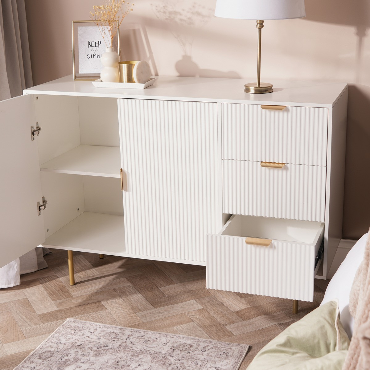 OHS Ribbed Sideboard - White>