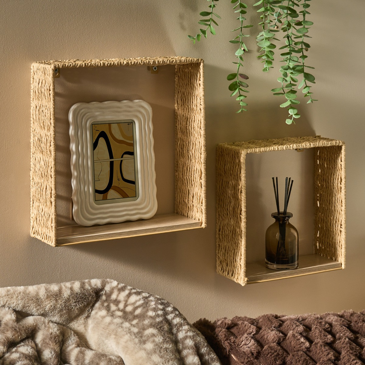 OHS Seagrass Rattan Shelves, Natural - 2 Pack>