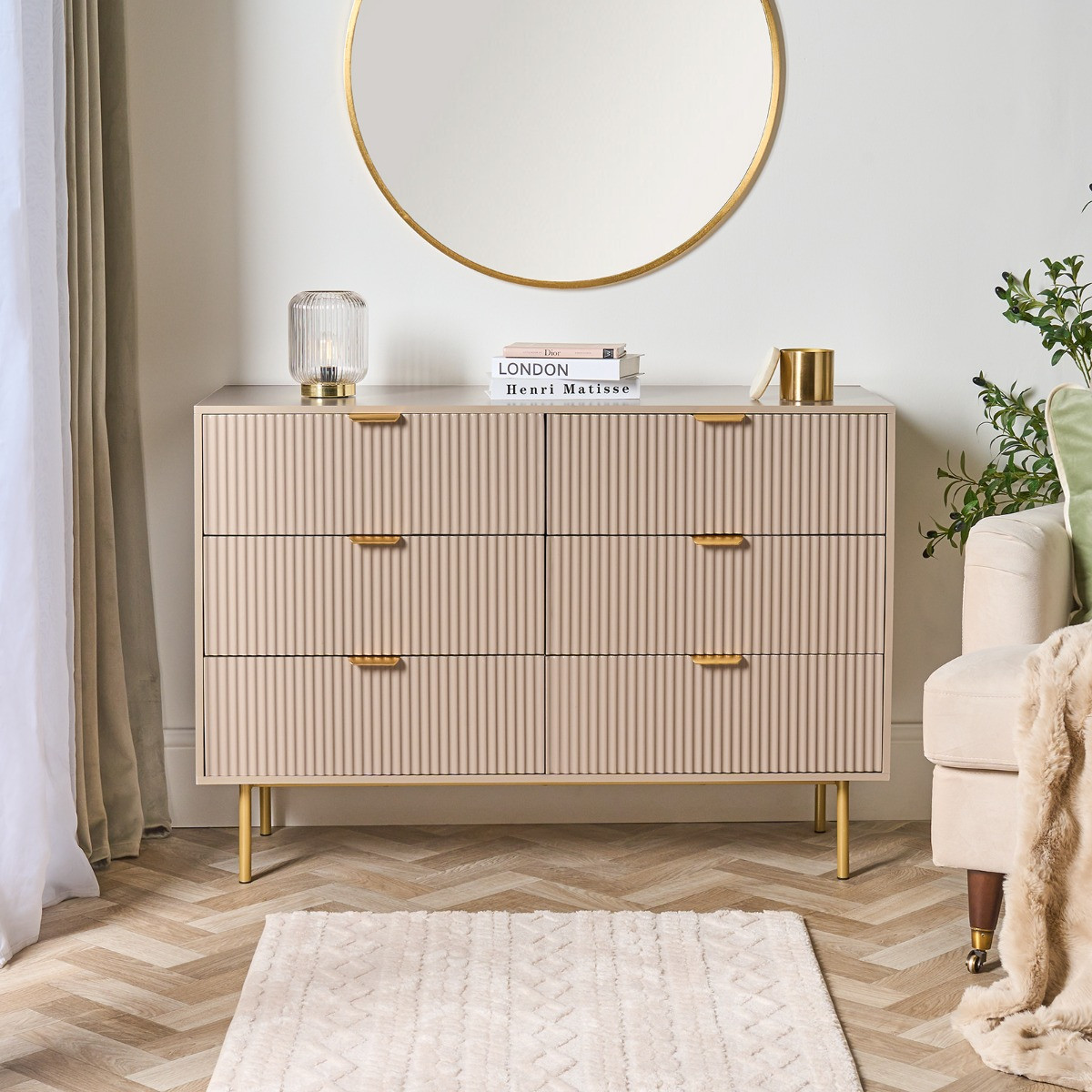 OHS Ribbed 6-Drawer Unit - Natural>