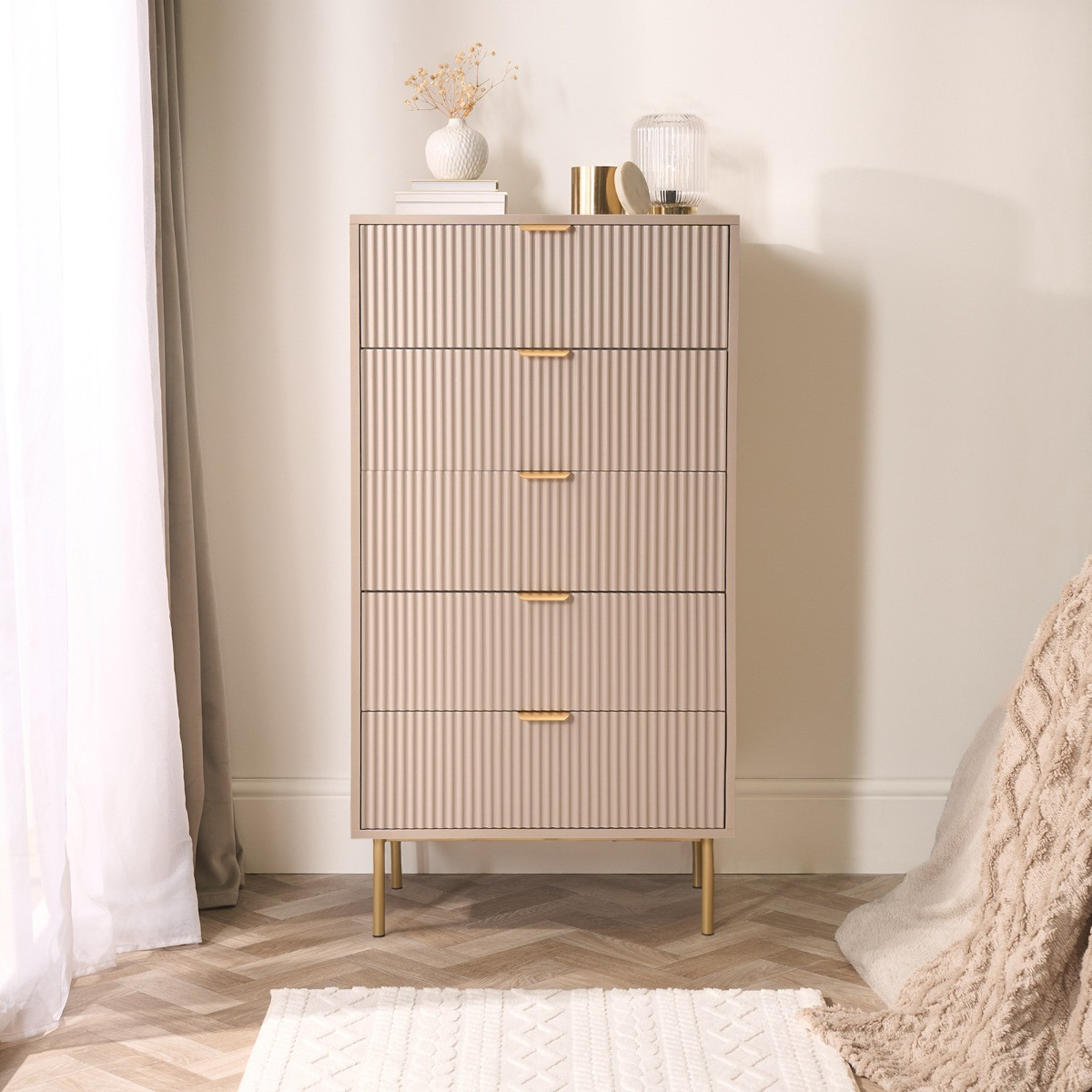 OHS Ribbed 5-Drawer Unit - Natural>