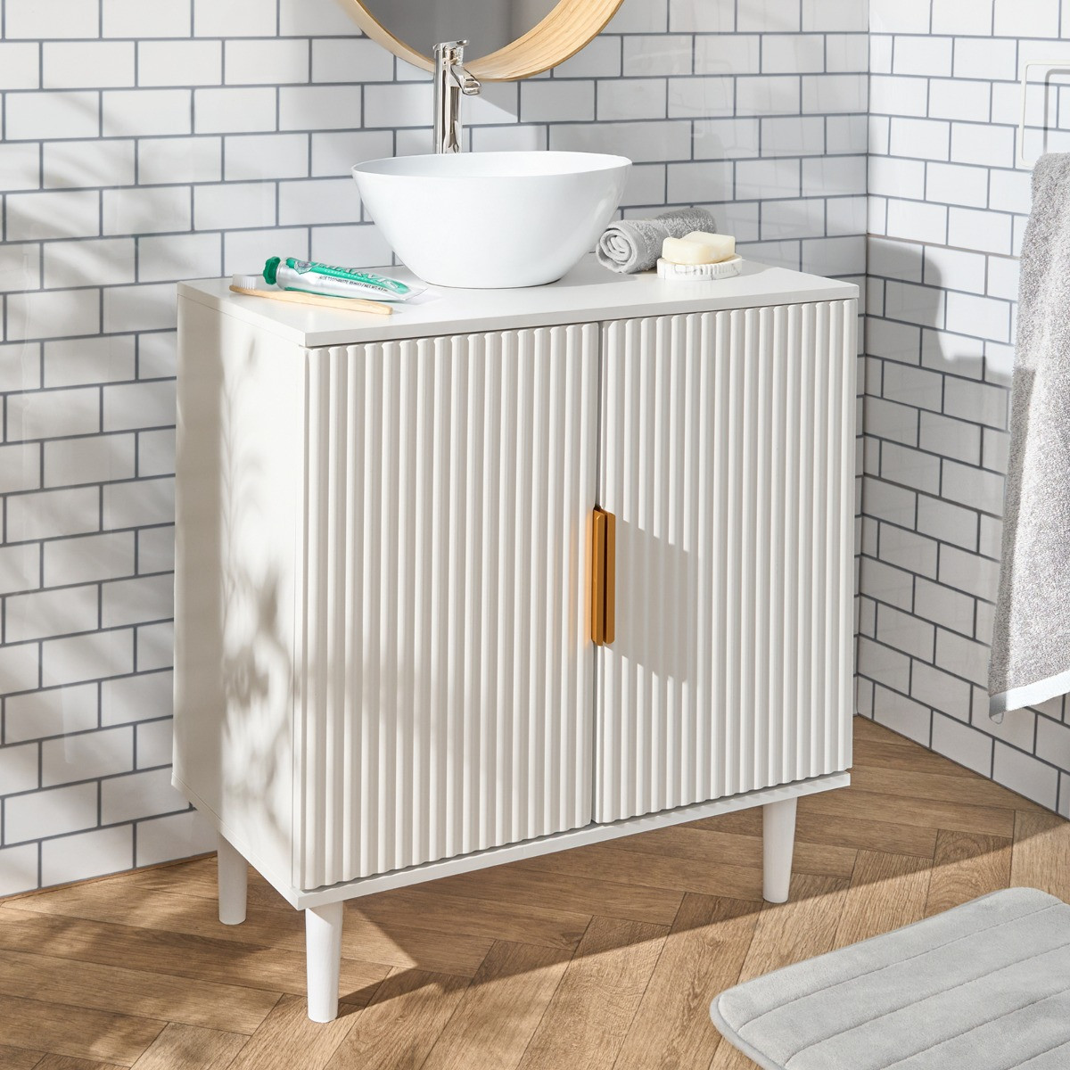 OHS Ribbed Under Sink Unit - White>