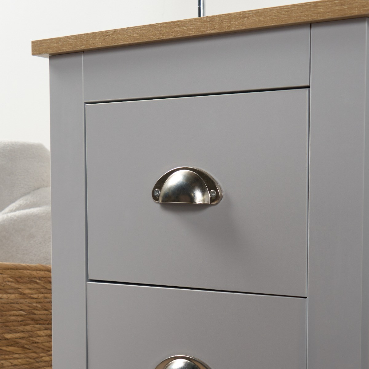 OHS Chicago 2 Drawer Bedside Table - Grey>