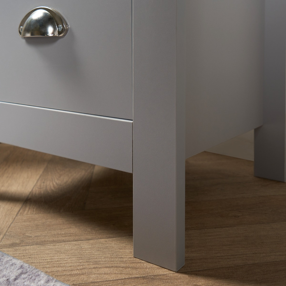 OHS Chicago 2 Drawer Bedside Table - Grey>