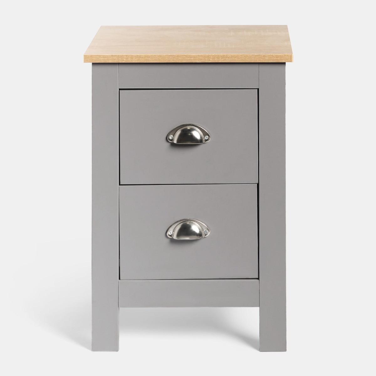 OHS Chicago 2 Drawer Bedside Table - Grey>