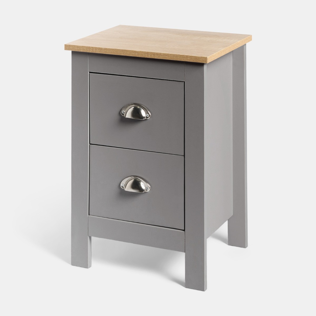 OHS Chicago 2 Drawer Bedside Table - Grey>