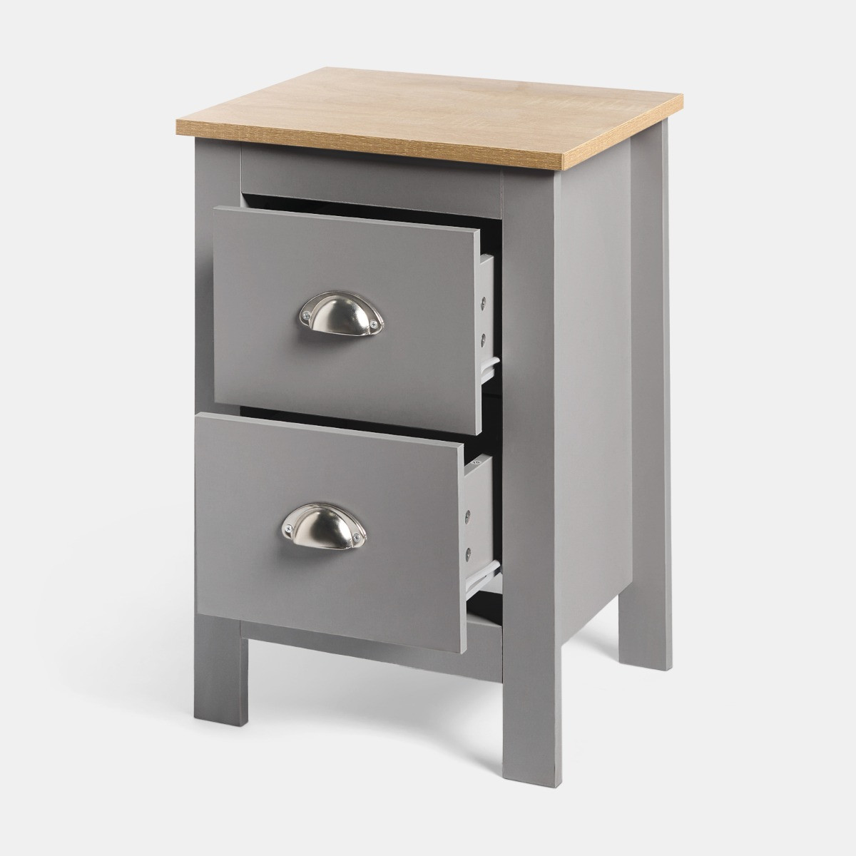 OHS Chicago 2 Drawer Bedside Table - Grey>