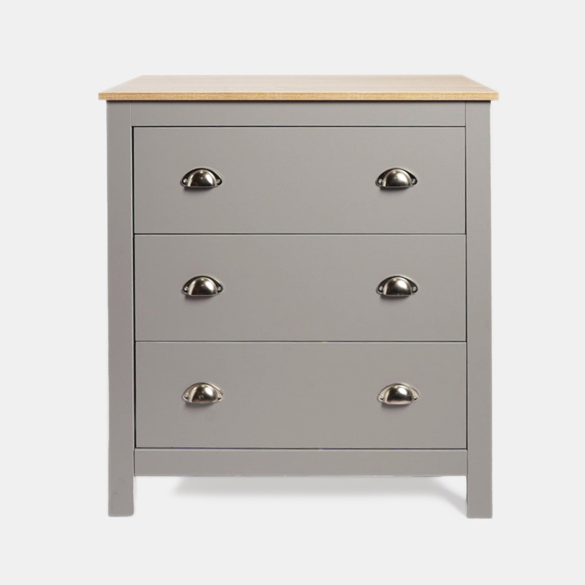 OHS Chicago 3 Drawer Bedside Table - Grey>