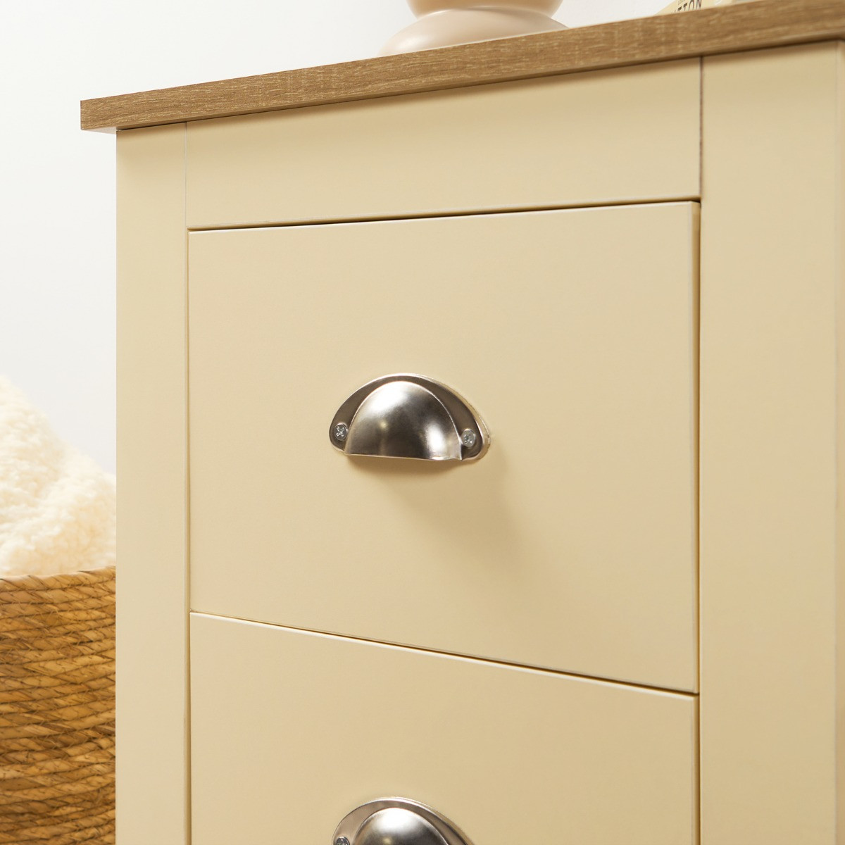 OHS Chicago 2 Drawer Bedside Table - Cream>