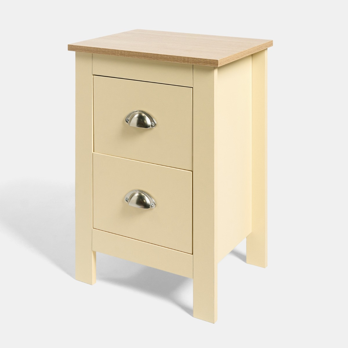 OHS Chicago 2 Drawer Bedside Table - Cream>