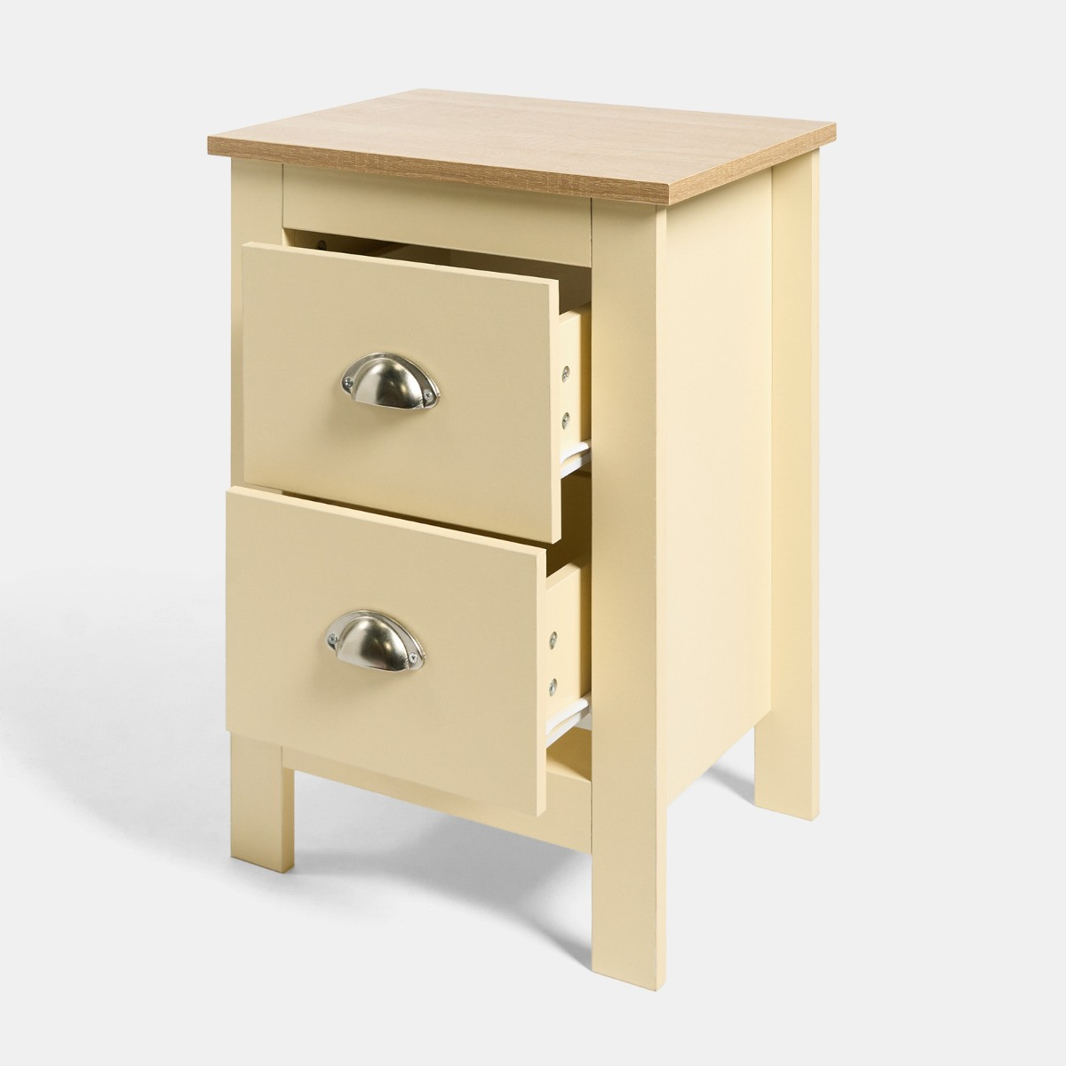 OHS Chicago 2 Drawer Bedside Table - Cream>