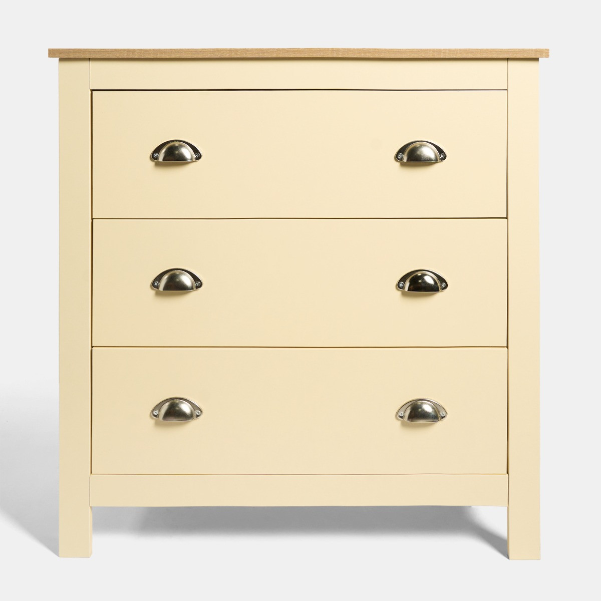 OHS Chicago 3 Drawer Bedside Table - Cream>