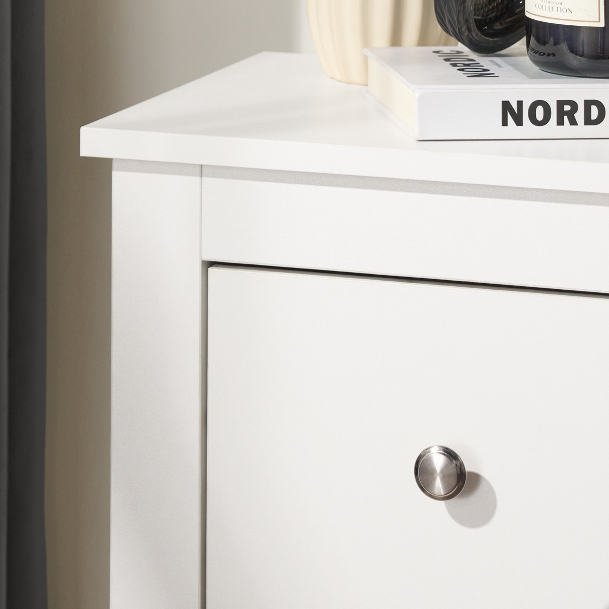 OHS Chicago 2 Drawer Bedside Table - White>